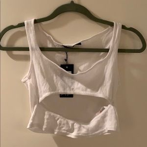 Nasty gal white ribbed crop top, never worn NWT